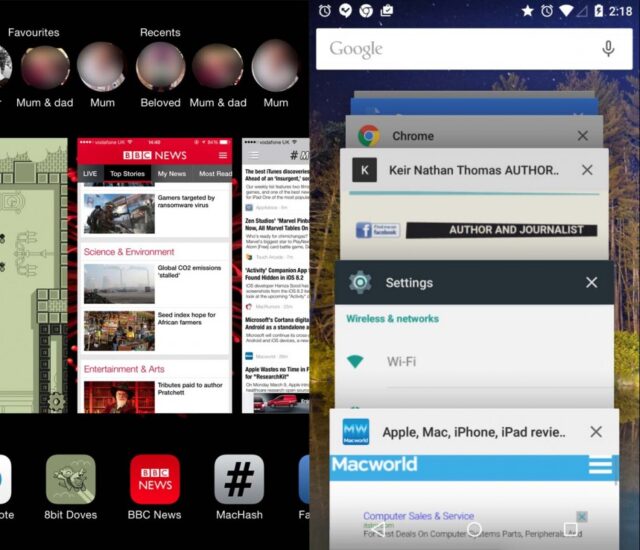 Android Lollipop vs iOS 8: Task Switching